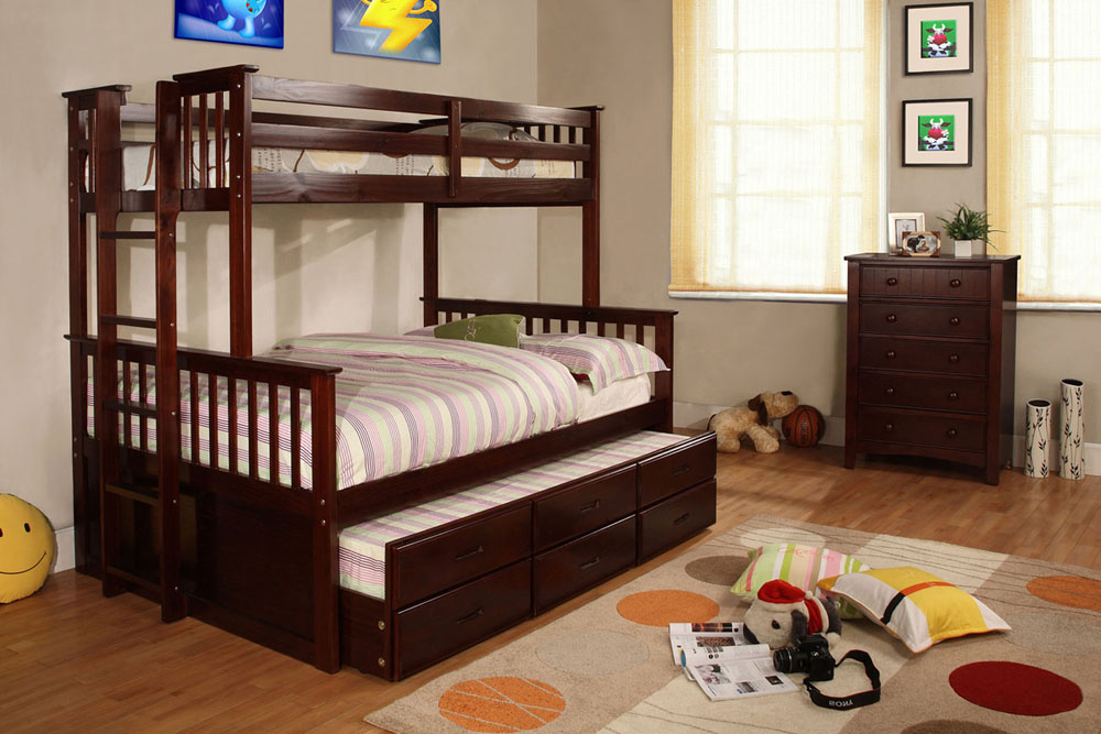 University Twin/Full Bunk Bed - Dark Walnut CMBK458F-DW