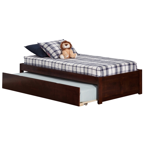 Concord Platform Bed with Flat Panel Footboard - Antique Walnut