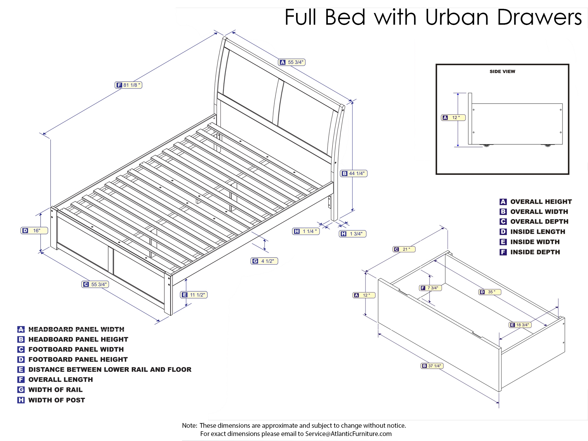 Portland Platform Bed With Flat Panel Footboard - Antique Walnut